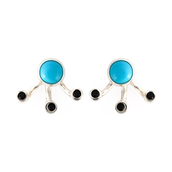Pamela Love ear jackets with onyx and turquoise - Picture 2 of 6